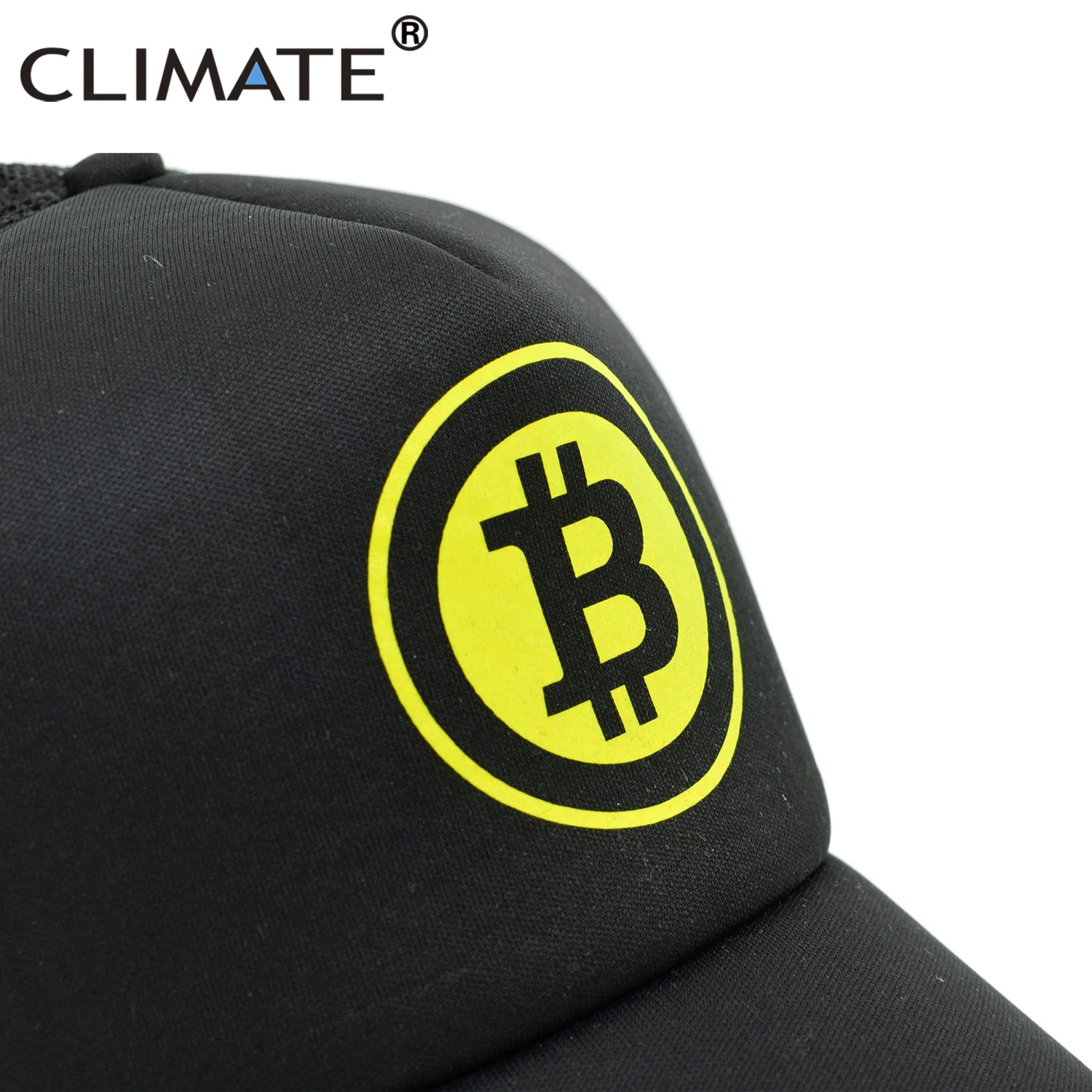 Климат Нью Для мужчин женщин Кепка Дальнобойщика шляпа BitCoin Бит монета добыча