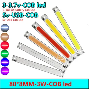 3v5v Красныйтеплыйбелыйсиний цвет светодиодный COB источник чип Диоды 3 Вт LED COB полоса низкое напряжение 3 в 1 батарея 5 в светодиодный 5 В USB для светильник