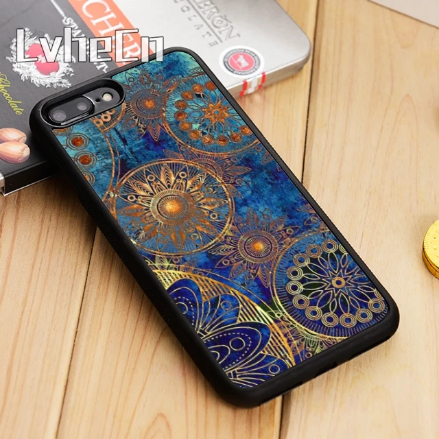 Золотой чехол для телефона LvheCn с мандалой iPhone 5 6 s 7 8 plus 11 12 Pro X XR XS Max Samsung Galaxy S6 S7 edge S8