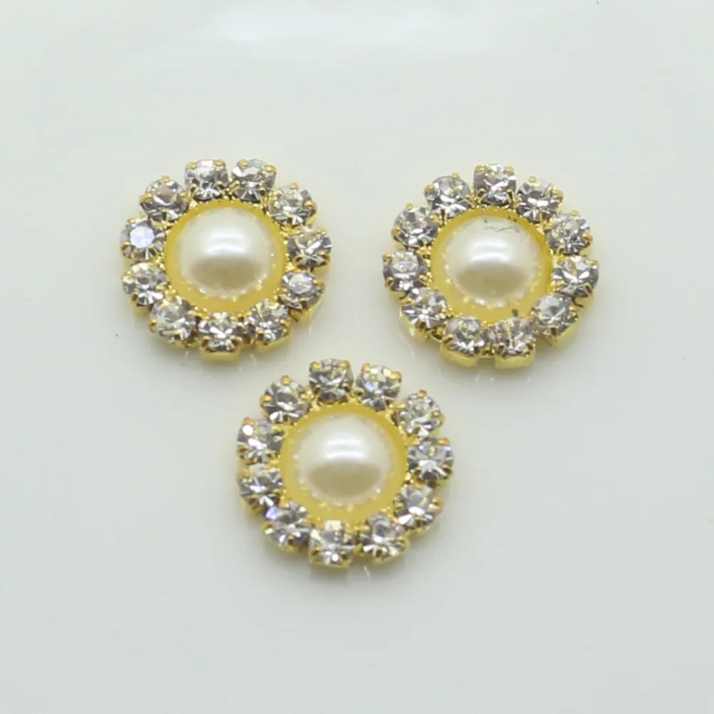 Новинка 50 шт. золотые мини пуговицы с жемчугом и стразами 2017 украшение для