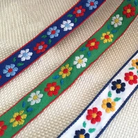 1 2cm ethnic flower ribbon embroidered trim boho lace diy clothes bag accessories jacquard fabric cotton webbing