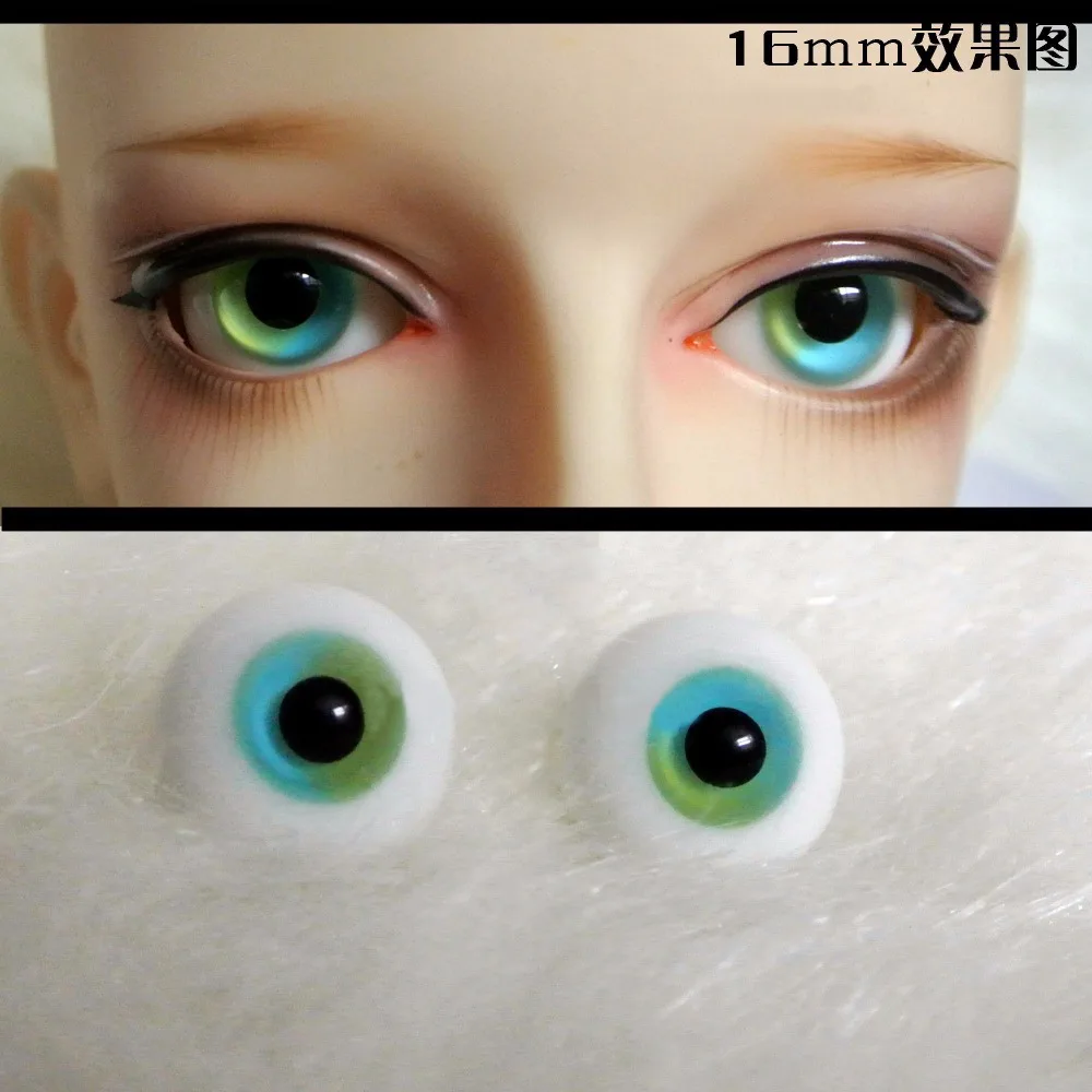 

Новые зеленые двухцветные Глазные яблоки 14 мм 16 мм 18 мм BJD SD AOD DOD кукла Dollfie стеклянные глаза наряд
