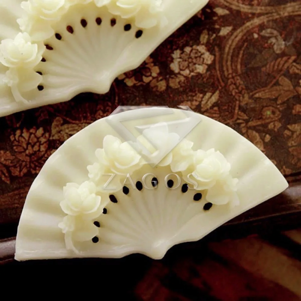 2 шт. полимер Винтажный стиль вентилятор цветок с плоской задней поверхностью