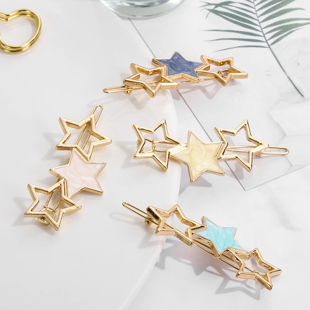 1 шт. Модные женские милые ацетатные круглые заколки для волос со звездами из