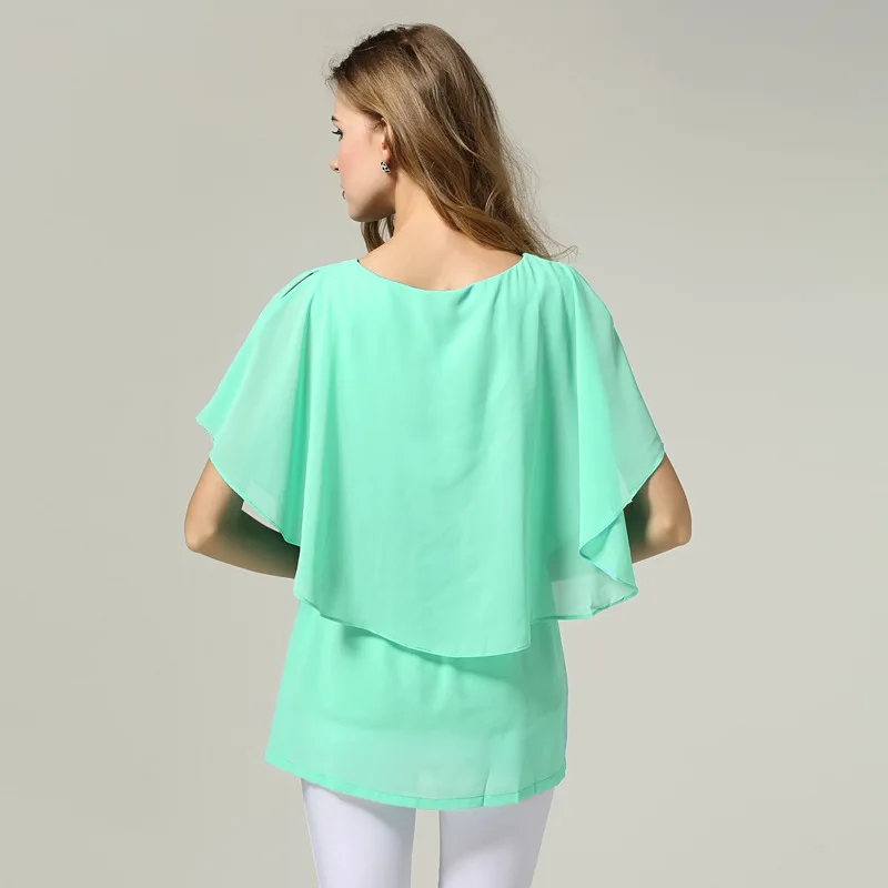 SIMPVALE Летняя мода 4xl 5xl Плюс Размеры женская одежда Tops короткий рукав шифон большие