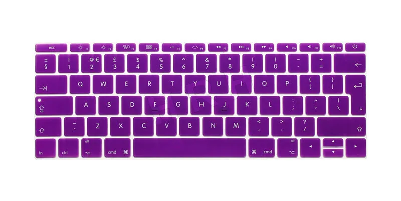 Purple HRH EU/британский английский силиконовый чехол для клавиатуры для Mac New Pro 1" A1708(версия без сенсорной панели) и для Macbook 12" A1534 - Цвет: Purple