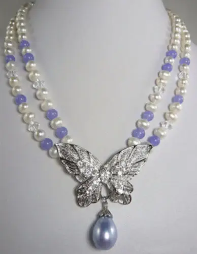 DYY Горячие продажа новый Стиль&gt&gt&gt&gt&gt 2 Ряда Белый Жемчуг Фиолетовый Jade 18 18KWGP