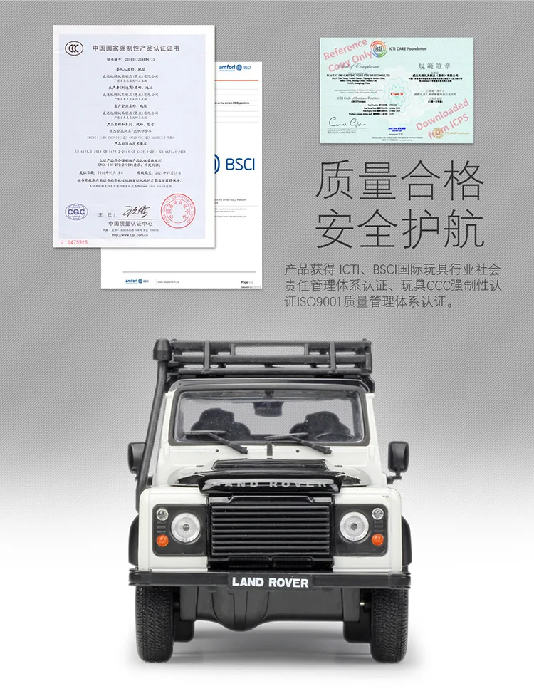 1:24 Welly Land Rover Defender белый/армейский зеленый/серебристый/белый/зеленый трубчатый багажник на крышу литая модель автомобиля