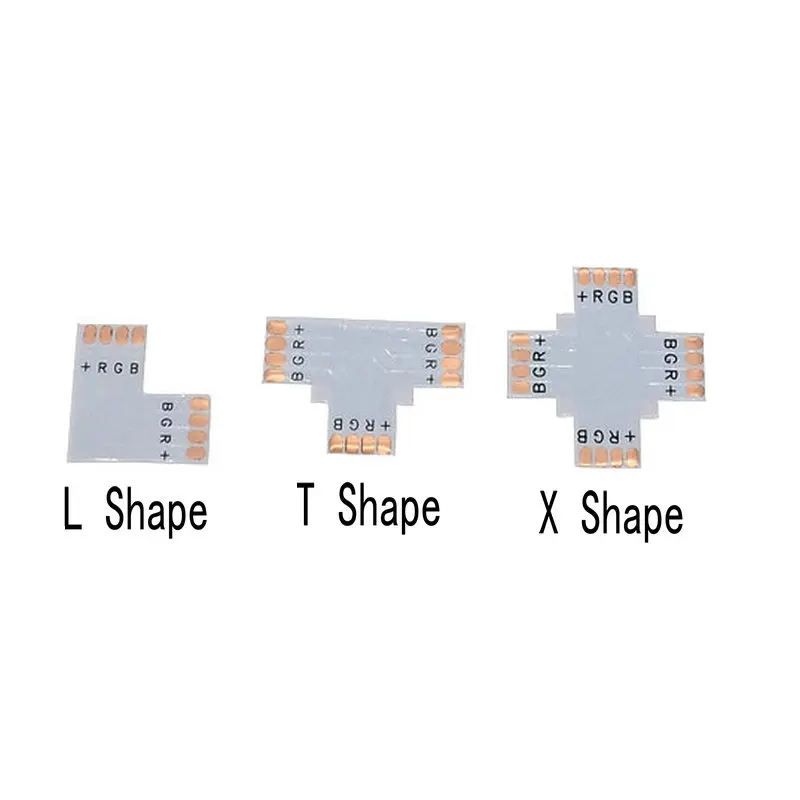RGB Светодиодная лента разъем 5 шт./лот 4pin 10 мм L форма/T Форма/X форма PCB |