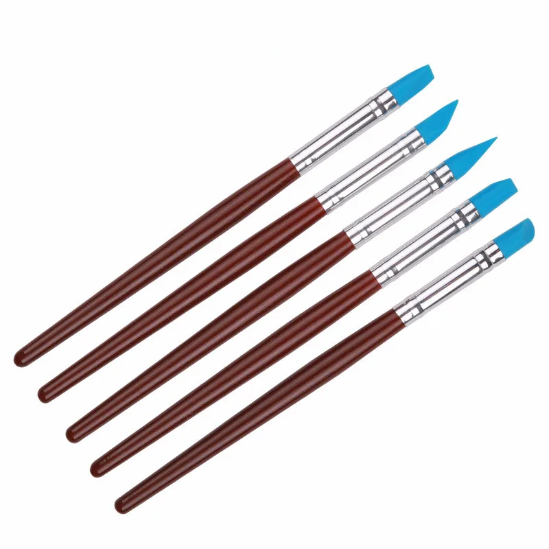 5pcs/set Nail Art Pottery Clay Tool Soft Silicone Rubber Engraving Polymer Molding Multi purpose Machine|Инструменты для