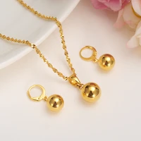 gold color bead jewelry sets round pendant chain necklace ball dangle drop earrings for women arabafrica ethiopian jewelry gift