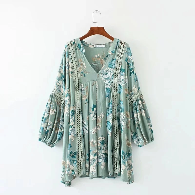 Винтажное платье Бохо с цветочным принтом женское летнее Мини Платье