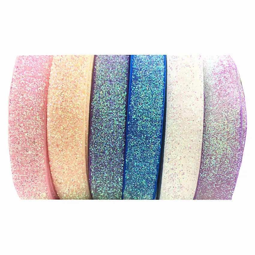 5 Yards 16mm 38 Colors Frosted Glitter Elastic Bling Bling Ribbon For Wedding Party Gift Strap DIY Apparel Sewing Accessory