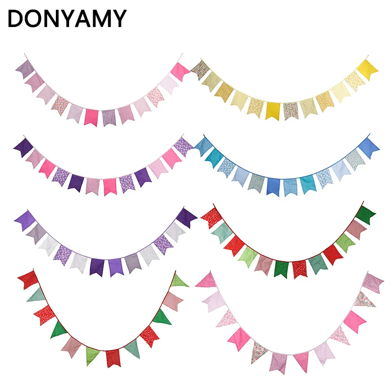

DONYAMY один набор 12 флагов 8 цветов Baby Shower флажки баннер