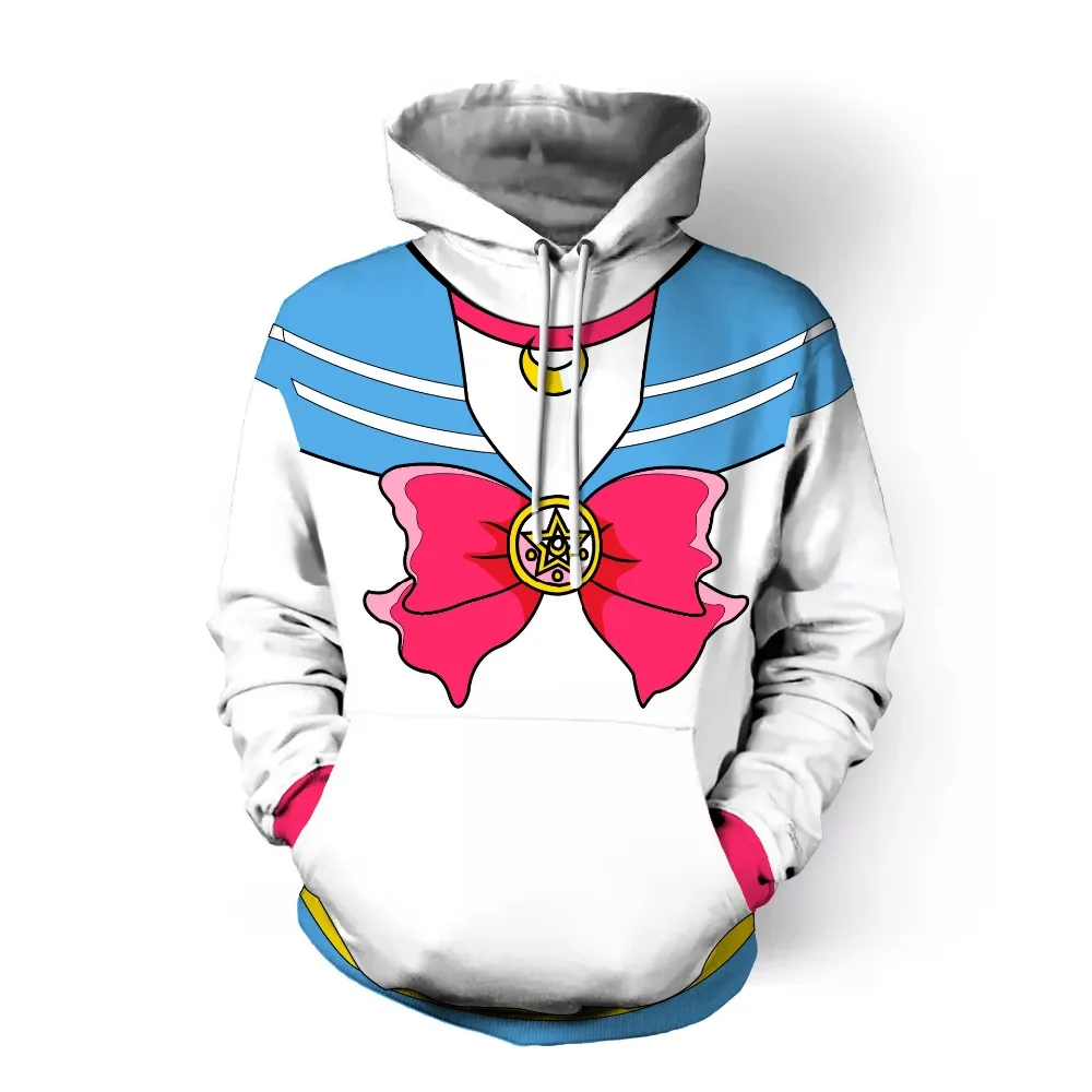 Женская толстовка с капюшоном в японском стиле Sailor Moon повседневная одежда для