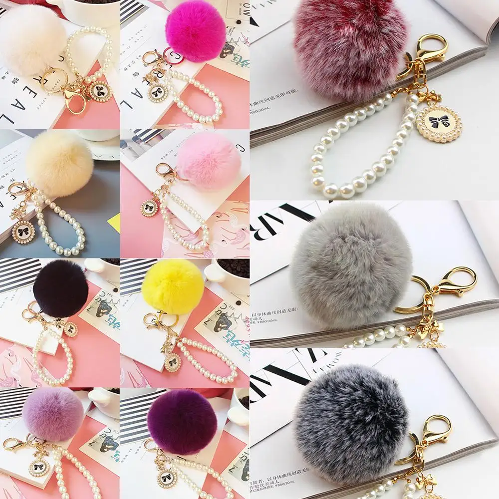 8CM Imitation Rabbit Fur Fluffy Pendant Ball Pompom Charm 11 Colors Key Chain Handbag Rings | Украшения и аксессуары
