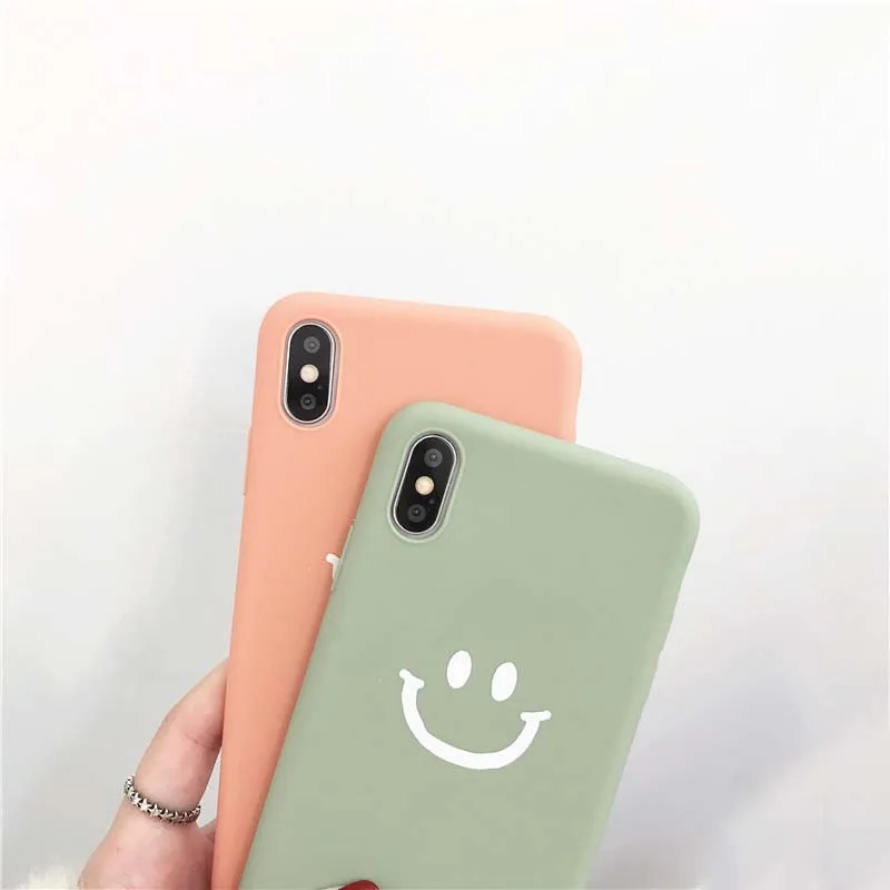 JIBAN Cute Cartoon Smile Expression Phone Case For Iphone XR XS Max X Couples Soft TPU 7 6 6S 8 Plus Cover |