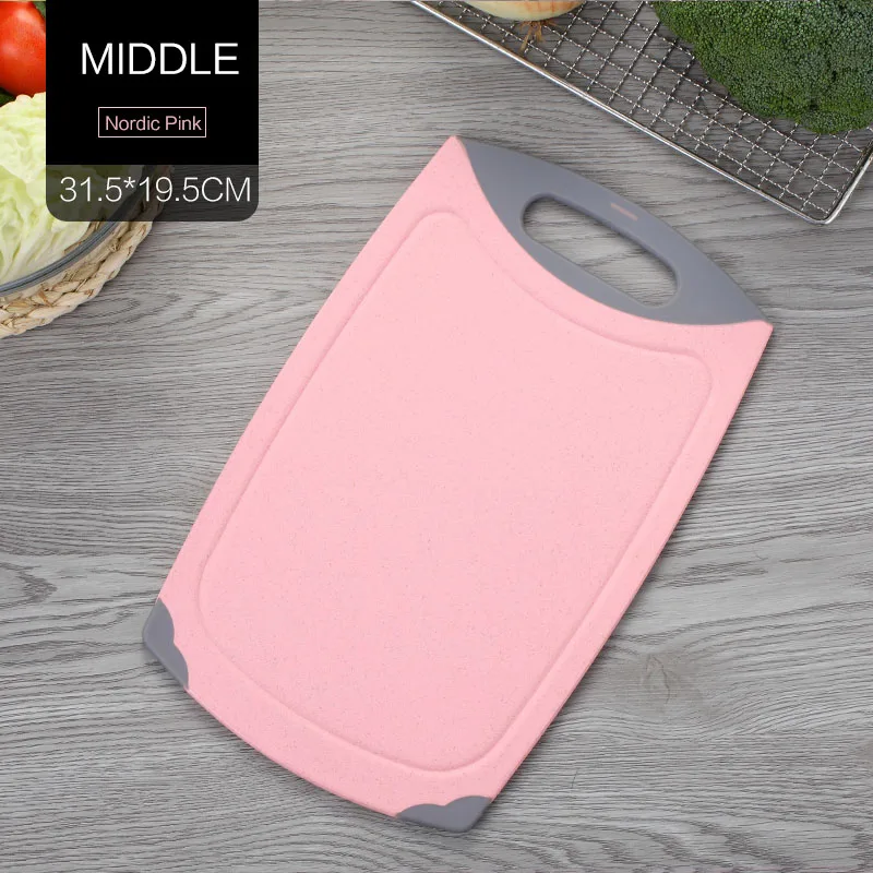 Pink Middle WORTHBUY нескользящий режущий блок экологически чистый пшеничный соломенный разделочный блок кухонные фрукты еда Овощной доски кухонные аксессуары - Цвет: Pink Middle