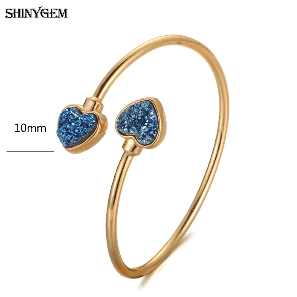 ShinyGem винтажные регулируемые браслеты из натурального камня Открытый браслет на