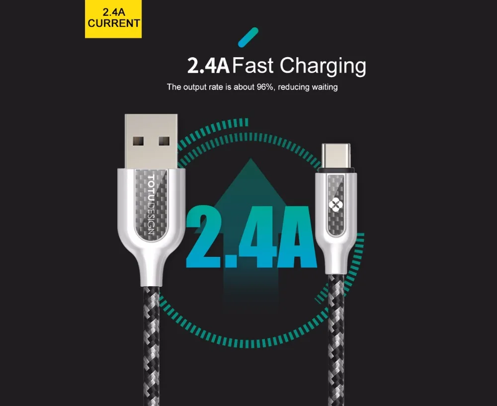 TOTU Тип usb C кабель для samsung S10 S9 S8 A50 Xiaomi Redmi Note 7 быстрой зарядки USB-C Зарядное устройство мобильного телефона USBC Тип-C