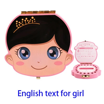English Girl Деревянная английская испанская коробка для зубов, детская коробочка для молочных зубов, органайзер для зубов для мальчиков и девочек, tanden doosje - Цвет: English Girl