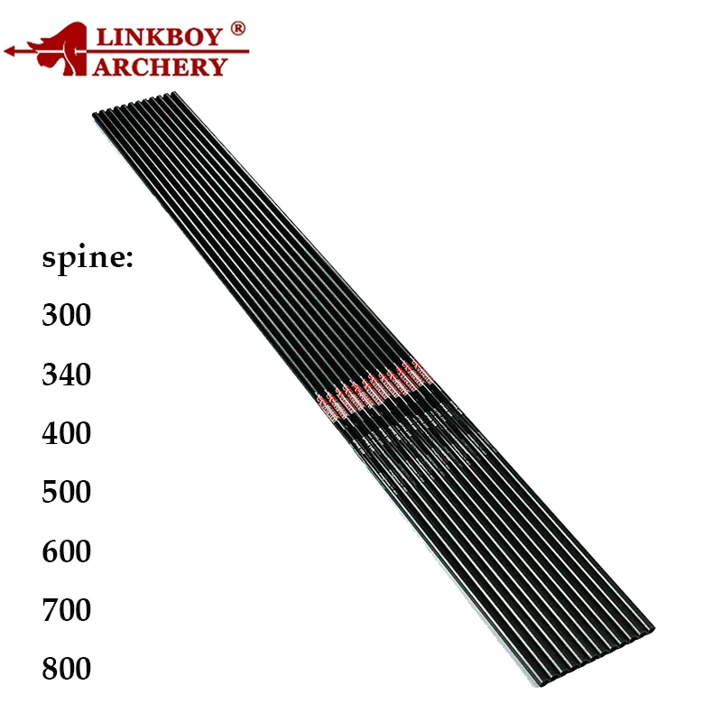Стрелы linkboy из чистого карбона для стрельбы лука стержень 300 340 400 500 600 700 ID 800 мм 12