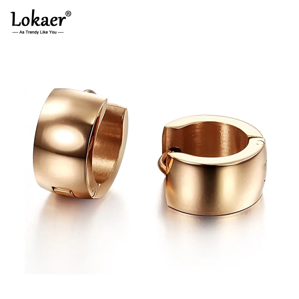 Lokaer 7 мм ширина Глянцевая серьга-Кольцо из нержавеющей стали серьги ювелирные изделия для женщин девушек розовое золото юбилейные Серьги Pendientes OGE251