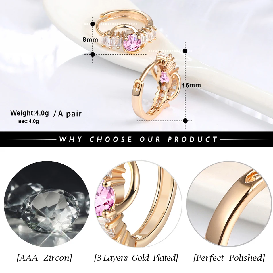 ORSA JEWELS, роскошные женские серьги-кольца, три цвета, AAA кубический циркон, Золотые серьги, модное ювелирное изделие, OME43