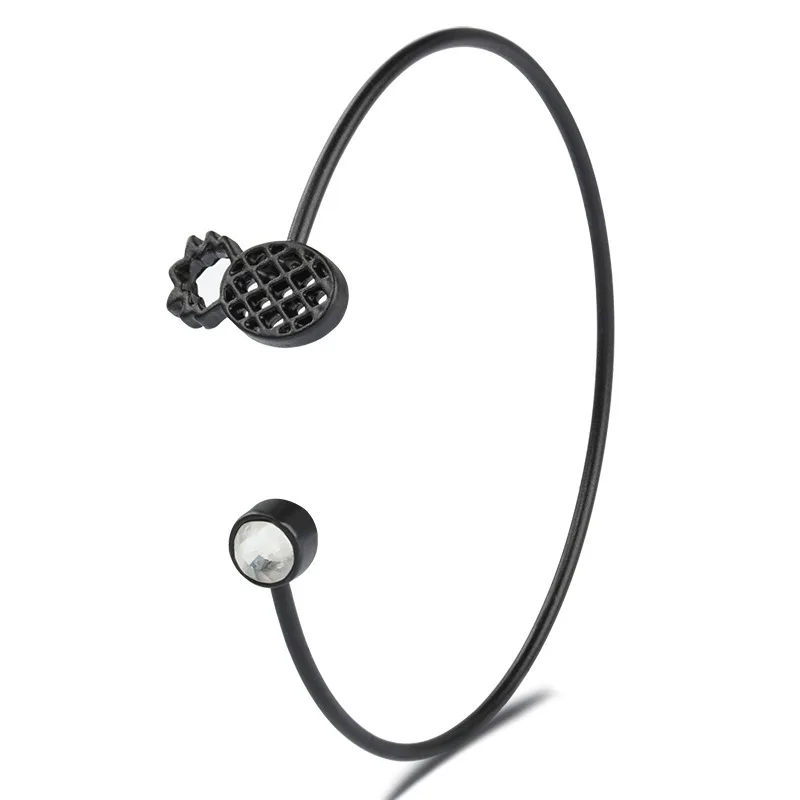 Регулируемые браслеты с шармами Pinapple лук Bilezik открытие браслет для женщин Jewelry Mujer браслеты модные украшения - Окраска металла: Black Color