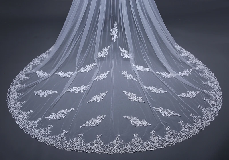Casamento White wedding veil Long Lace Edge Bridal Veil with Comb Wedding Accessories Bride Mantilla 2022 |