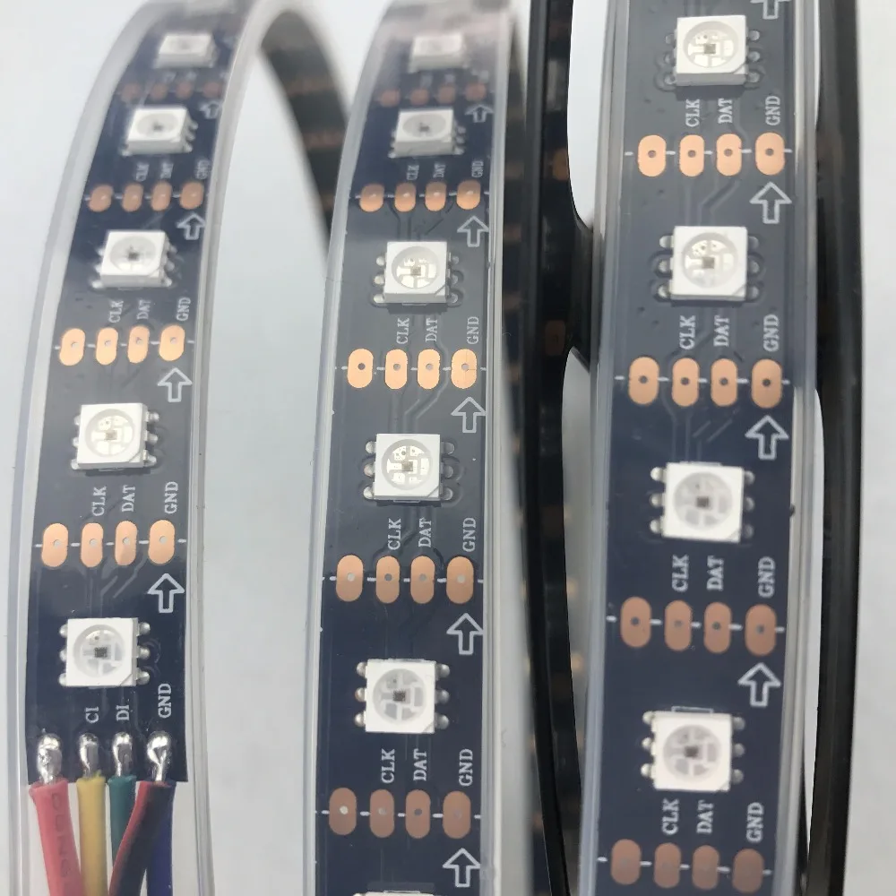 Пиксельная Светодиодная лента DC5V SK9822 60 светодиодов/м пикс./м черная печатная