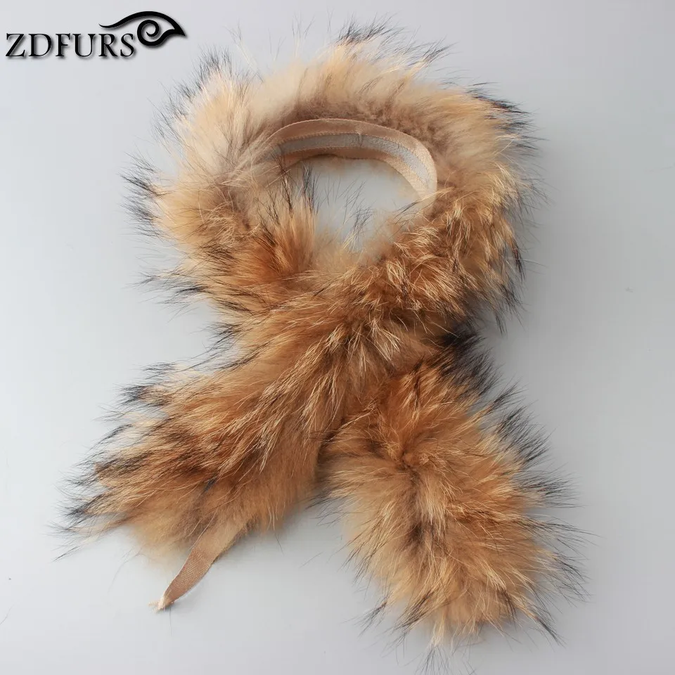 Женский меховой воротник из 100% натурального меха енота длинный зимний шарф 70 см с