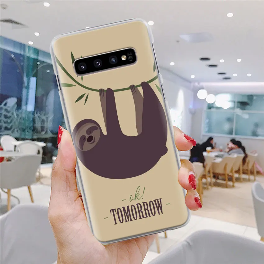Серый Ленивец и цветочный узор чехол для телефона samsung Galaxy S10e S10 Plus S7 S8 S9 Plus Note 8 9 M10 M20 M30 жесткий чехол Coque