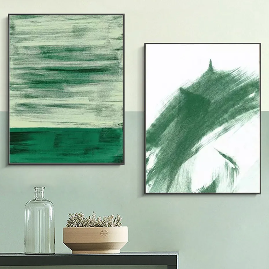 

Abstract Green Watercolor Posters Prints on Canvas Painting Wall Art Pictures for Living Room Home Office Decor