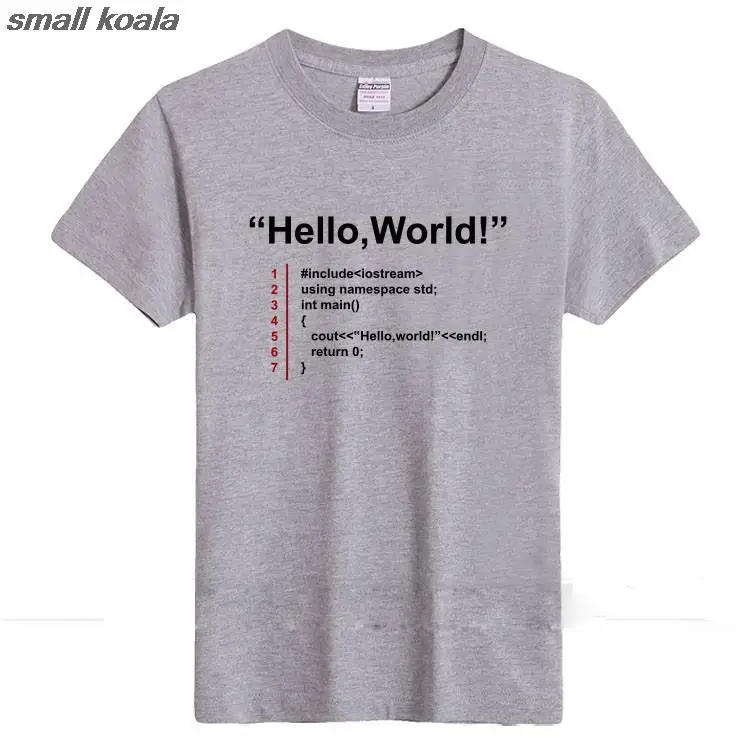 Футболка с короткими рукавами надписью Hello World code Летняя футболка круглым