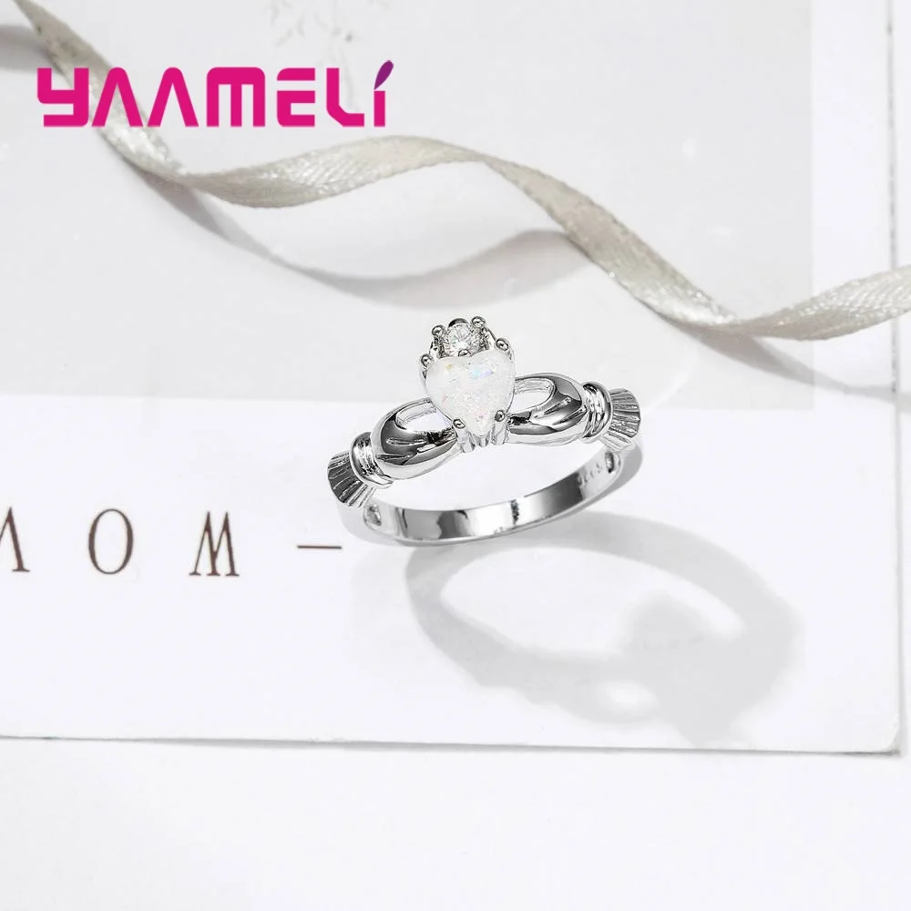 Красивое 925 пробы Серебряное кольцо на палец для женщин свадьбы/помолвки