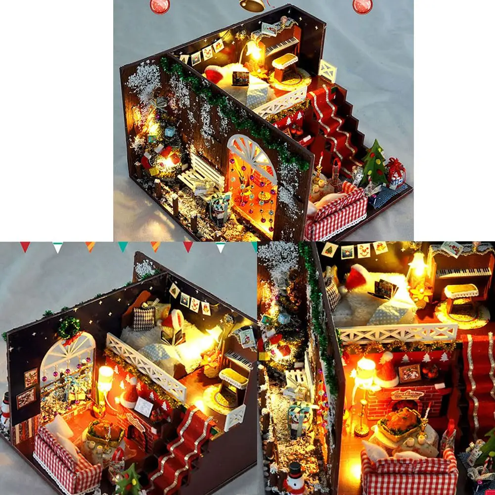 DIY коттедж светодиодный домик дерево дом Карнавальная ночь ручной Assemb модель