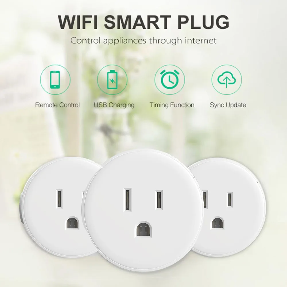 Умная штепсельная Вилка для США Wifi умная розетка монитора питания работает с Google