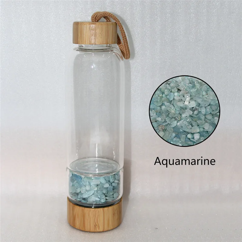 Aquamarine Натуральный кварц неравномерность кристалл гравий бутылка стекло воды гравий камень чашки подарок давая посуда для напитков - Цвет: Aquamarine
