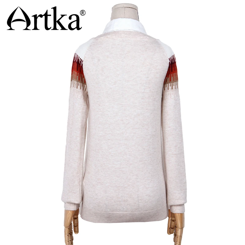 ARTKA осенний пуловер свитер для женщин 2018 винтажный Джемпер со съемным воротником