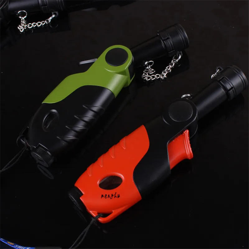 

Four-Hole Super Jet Flame Rotatable Jet 1300-C Butane Turbo Torch Cigar Lighter NO GAS Random Color Cigarette