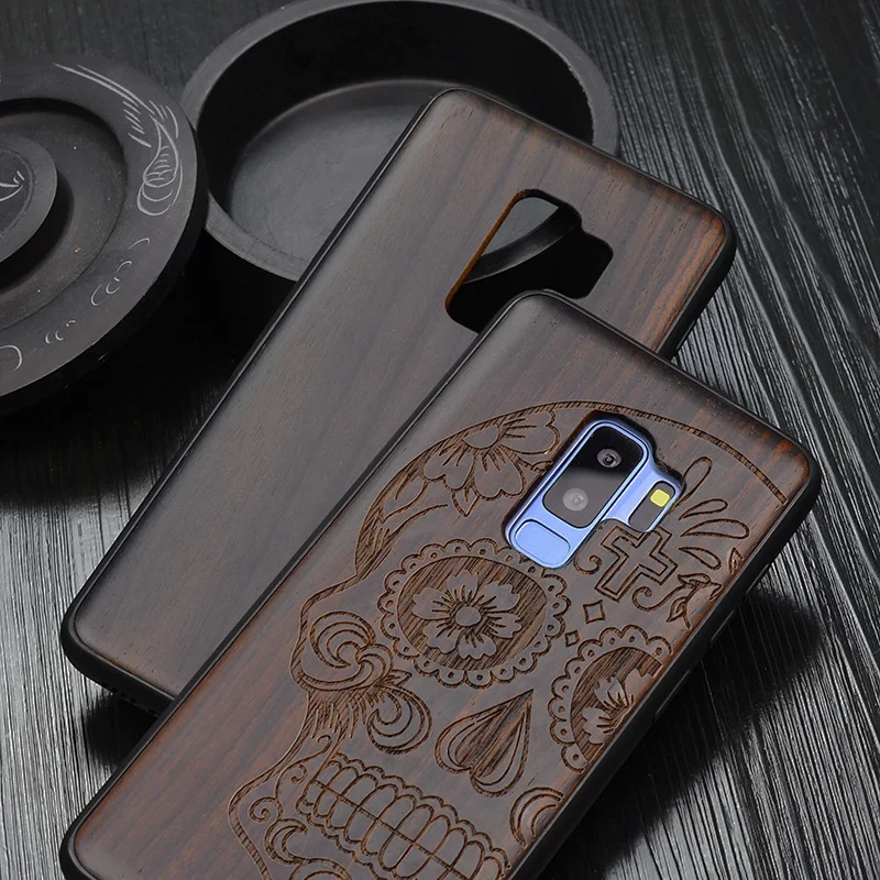 Новинка, чехол для samsung Galaxy s9, черное дерево, чехол для samsung s9 Plus, резной TPU бампер, Деревянный чехол для samsung Note 8