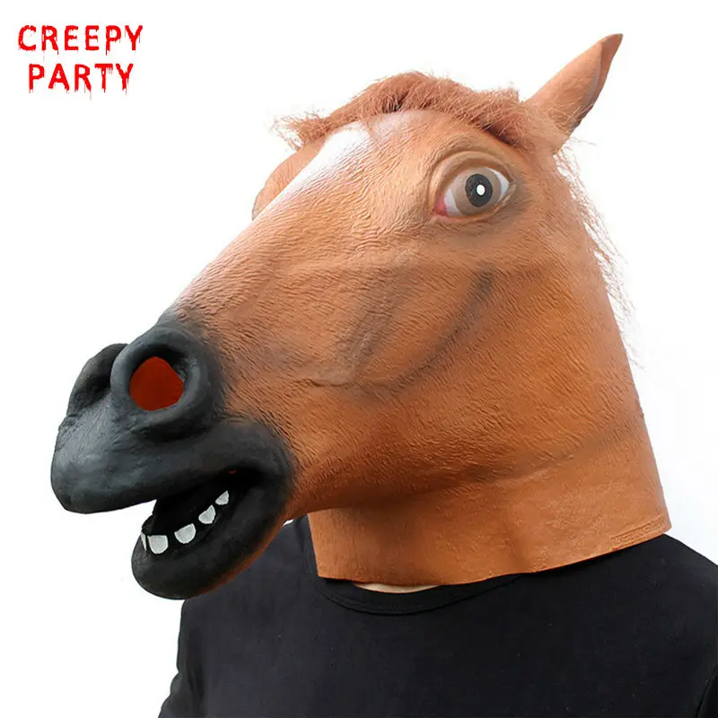 Хэллоуин Вечерние Маски Животных коричневого цвета в виде лошадиной головы