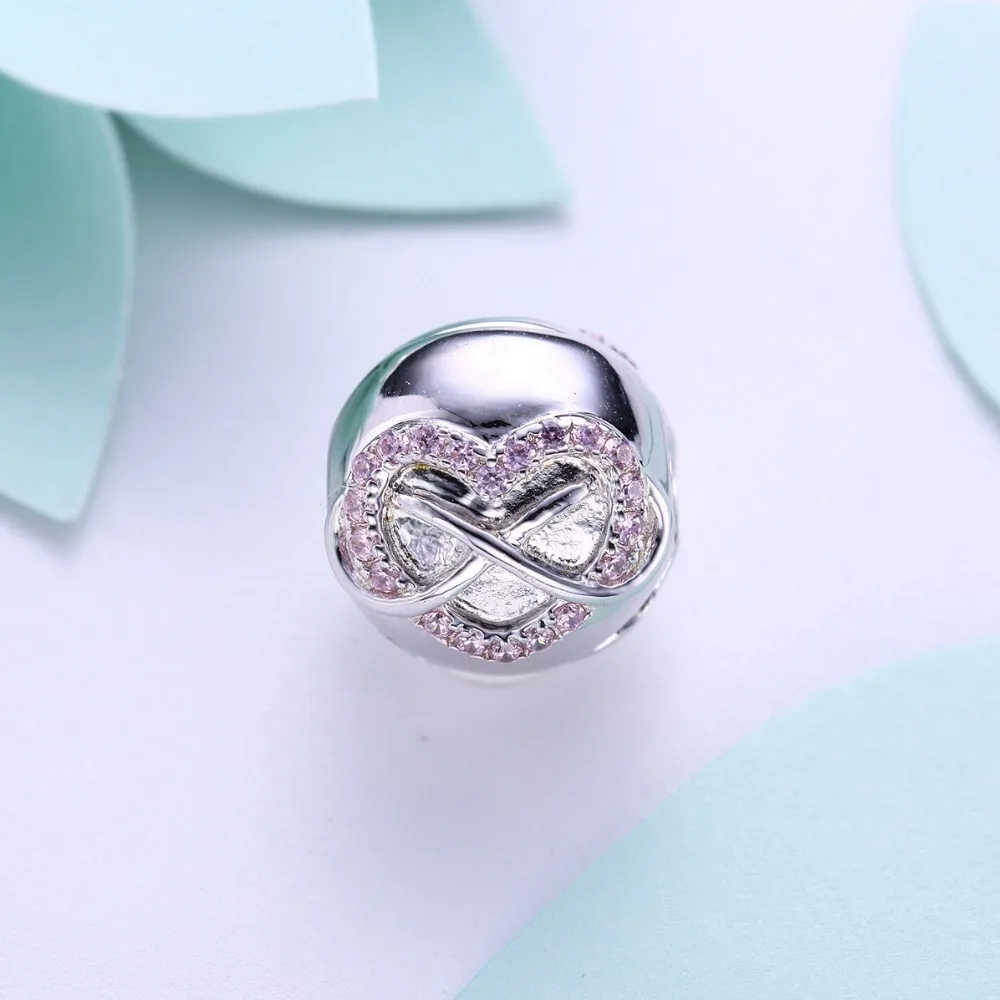 Видео! Розовая лента в форме сердца с фиксированными бусинами подвески для