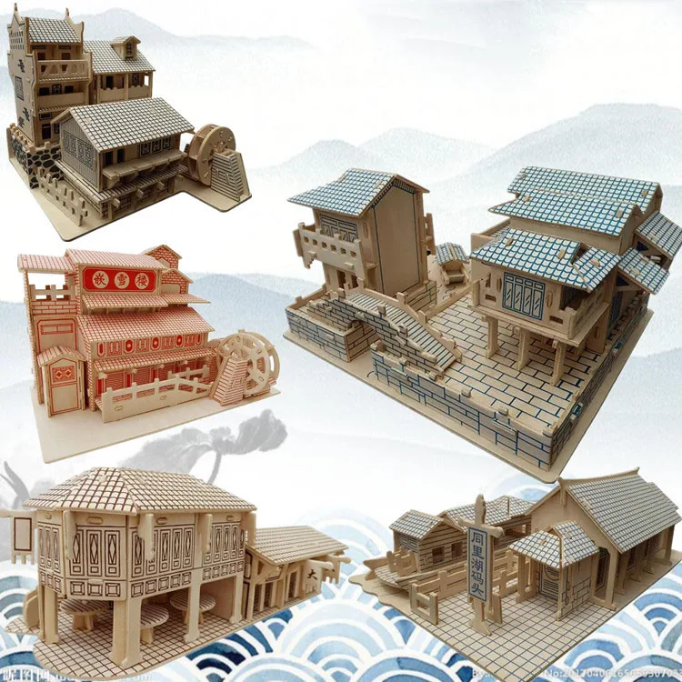 Famous Chinese Buildings 3D DIY Puzzle Castle Model Kits House Assembling Wood Toys Kid Construction Pattern Gift | Игрушки и хобби