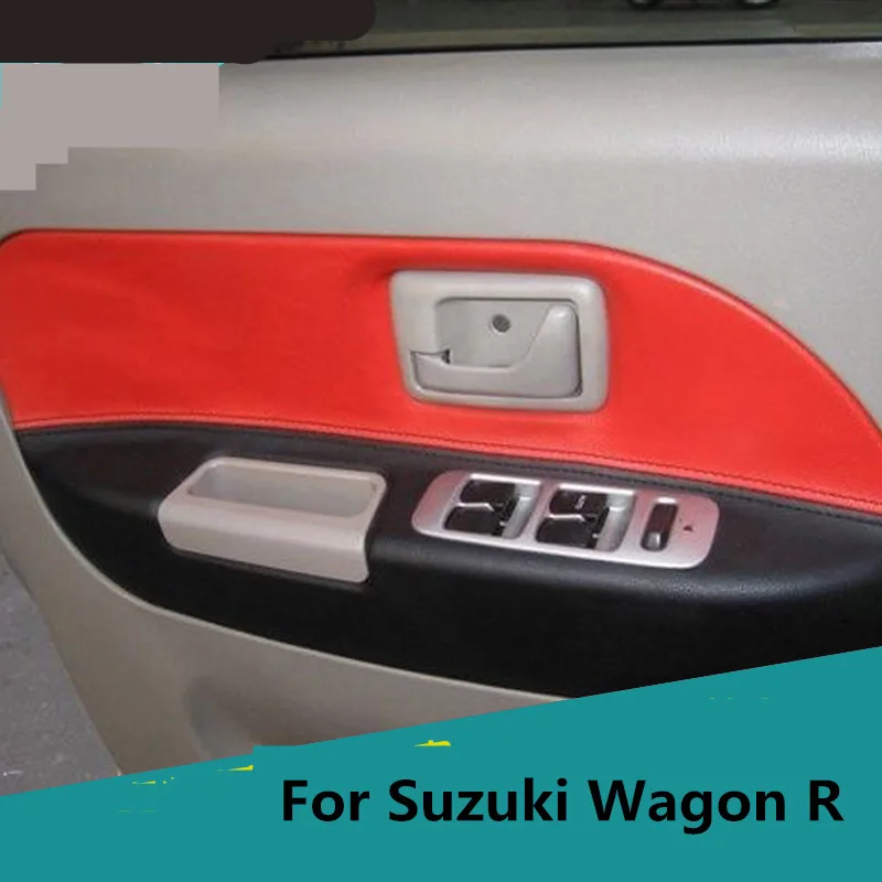 4 шт. микрофибры кожаная внутренняя панель двери подлокотника для Suzuki Wagon R 2005 06 07 08