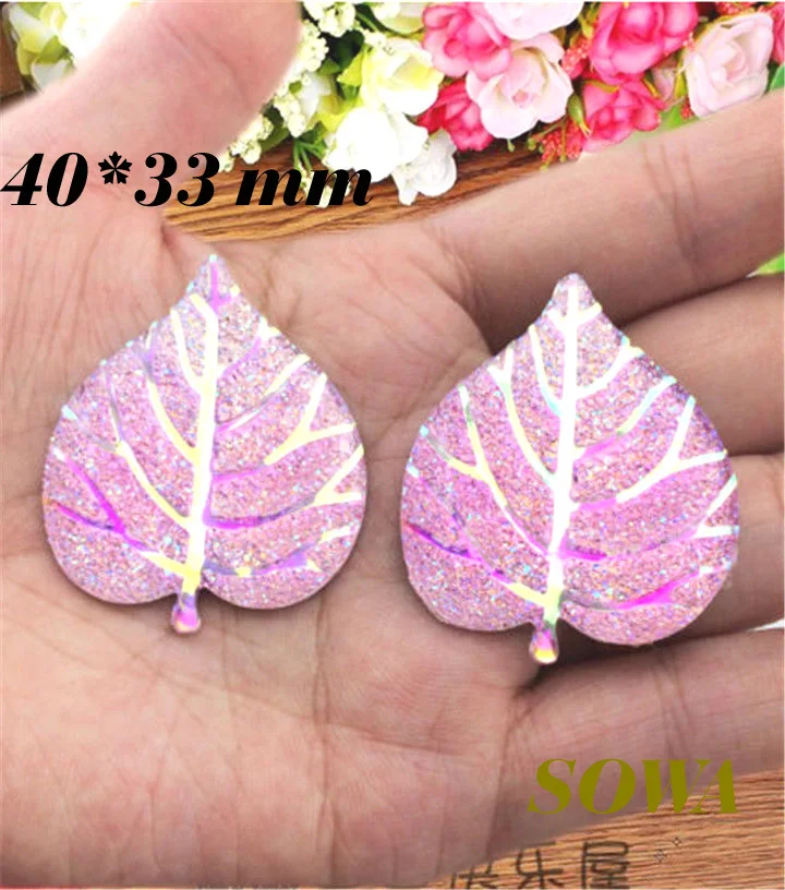 

2016 New 10PCS Size 40*33mm Pink Color Heart Leaves Resin Flatback Scrapbooking For Phone/Wedding/Craft DIY!