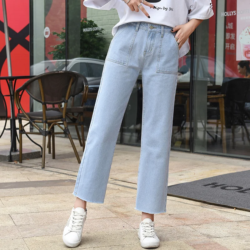 Женские джинсы до щиколотки повседневные свободные с высокой талией 2019 | Женская