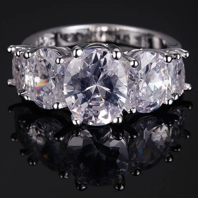 Оптовая продажа овальный вырез Радужное кольцо с серебряным покрытием Размер 6 7 8