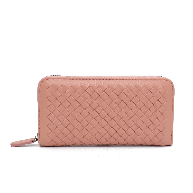 ROSE PINK SC женские кошельки, Женский тканый длинный клатч ручной работы, Дамский брендовый Кошелек для монет для девушек, новая мода, кошелек из искусственной кожи, держатель для карт с несколькими карманами - Цвет: ROSE PINK